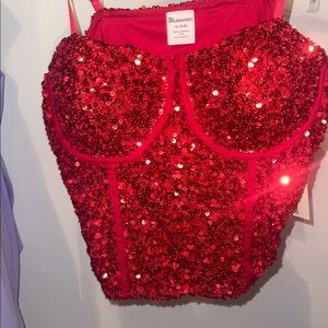No Boundaries Red Sequin Top